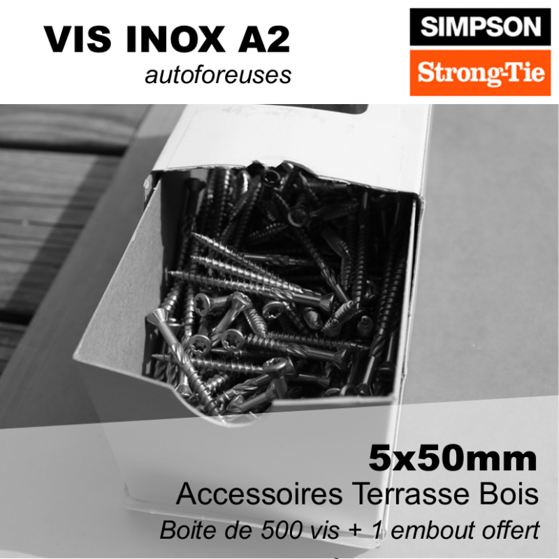 Vis 5x50mm Inox A2 Autoforeuse Tête Torx Pour Terrasse - Boîte de