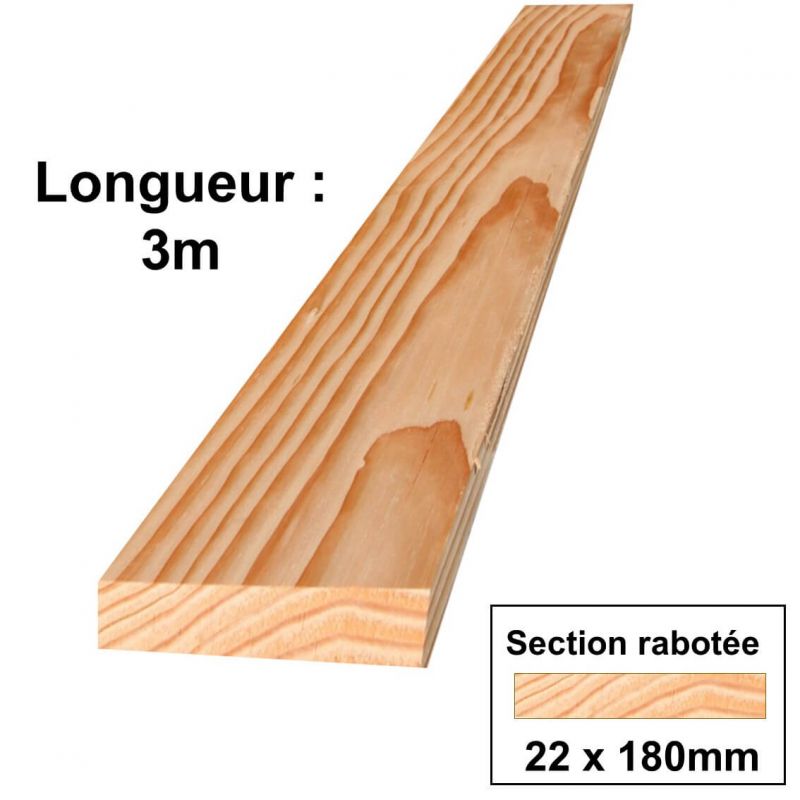 Planche bois résineux, dont douglas, 1045x75x25 mm (réemploi