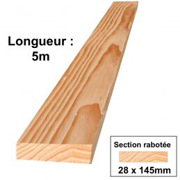 planche 28x160mm en 5m, pour intérieur ou extérieur