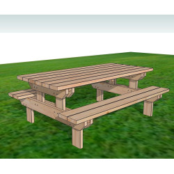 Table pique-nique 4 à 6 personnes Douglas - long 1m50 | Central Bois