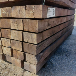 Traverse Paysagère - Chêne Massif - 120 x 200 mm Traité Autoclave Marron| Central Bois