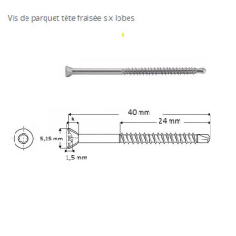 Vis 3.2x40mm Inox A2 Autoforeuse Tête Torx Bardage et Parquet - Boîte de 200 vis|Central Bois