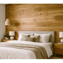 Habillage mur en chêne raboté