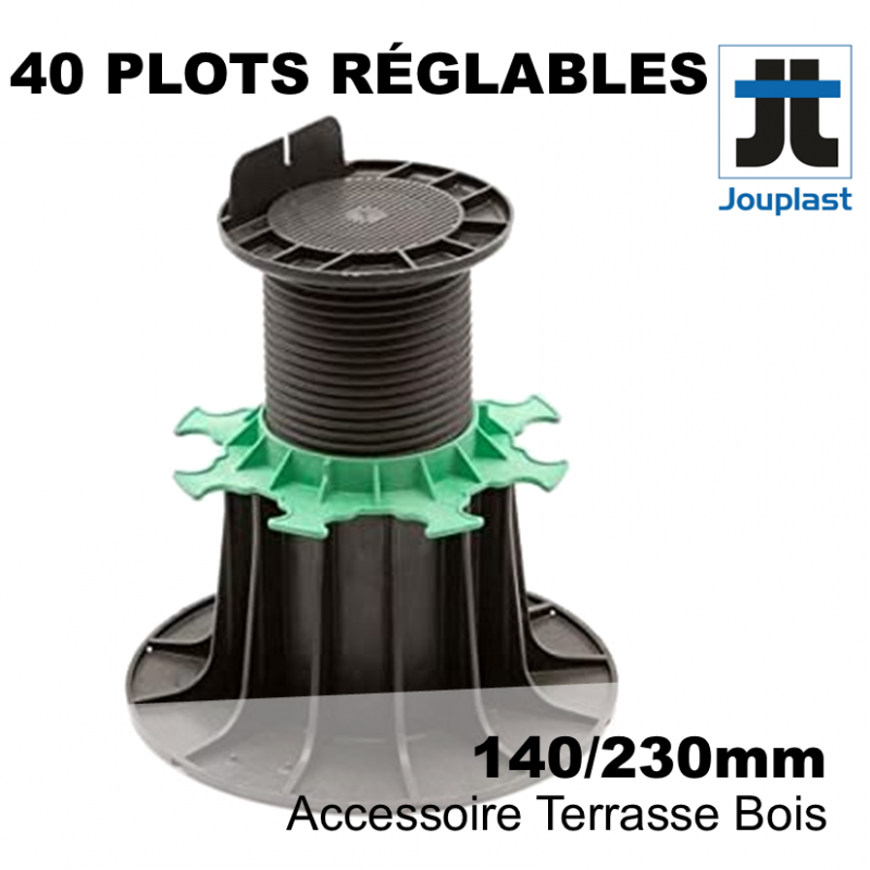 *40 Plots Réglables H140/230mm PVC Pour Lambourde Terrasse Bois